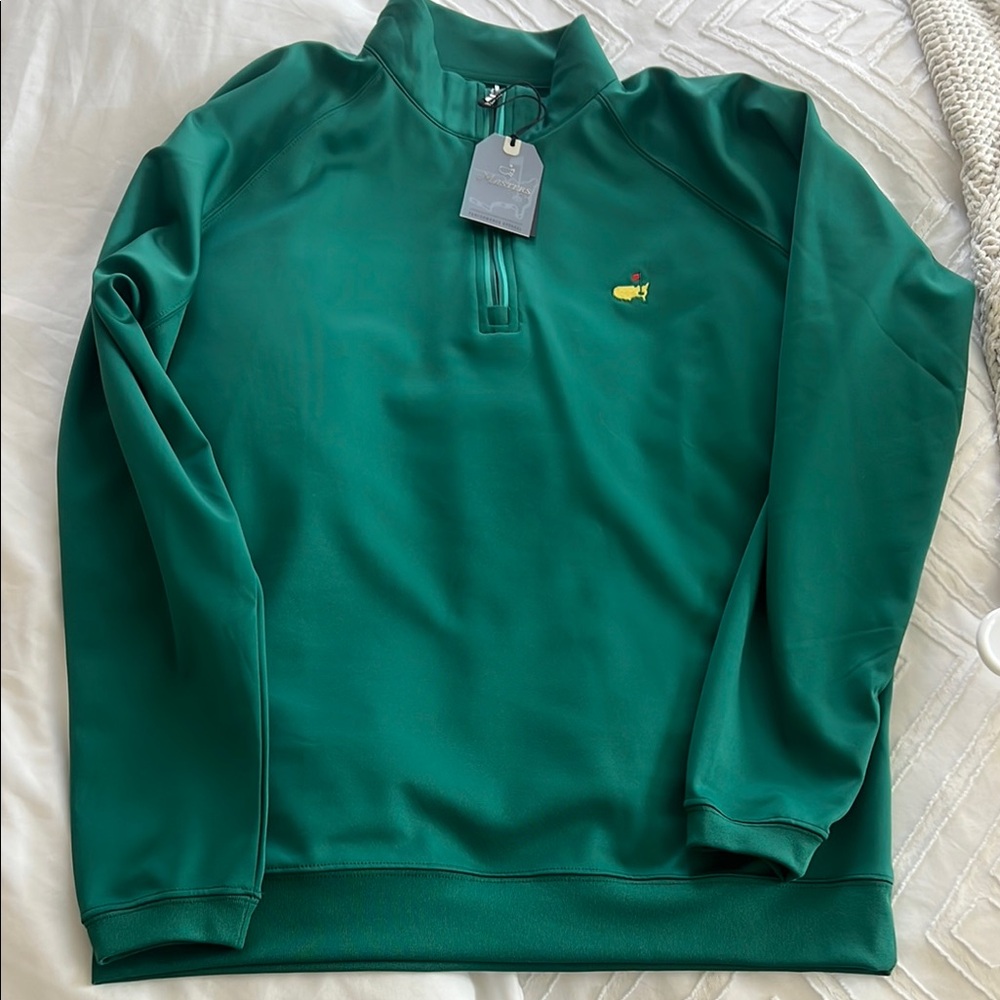 Masters Green Zip Up Sweater with Stand-Up Collar
